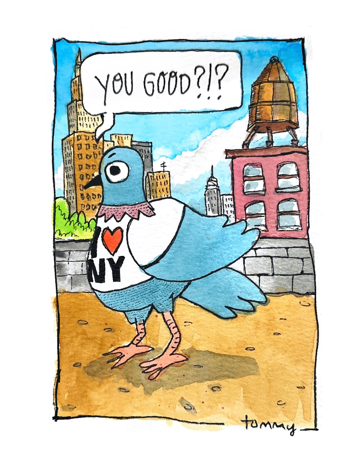 You Good?!? Pigeons w/ Opinions Greeting Card Version 2